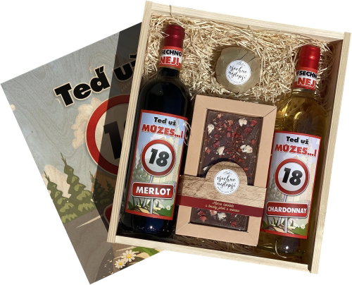 BOHEMIA GIFTS Wooden gift box - for 18th birthday XL - Wine - Main image