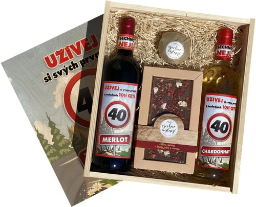 BOHEMIA GIFTS Wooden gift box - 40th birthday XL - Wine - Main image