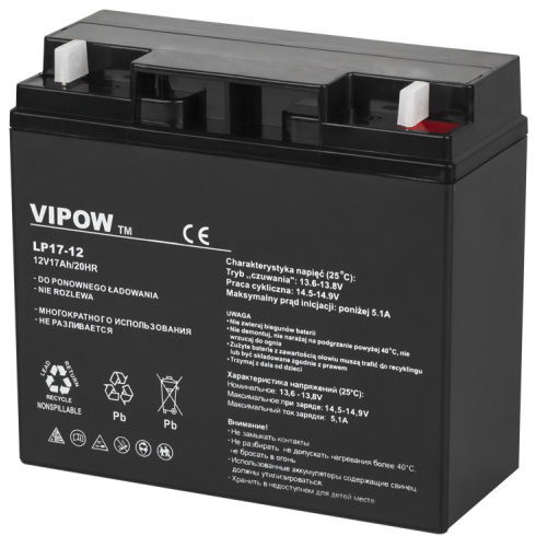 Vipow BAT0212 Gelový akumulátor 12 V, 17 Ah - Rechargeable Battery - Main image