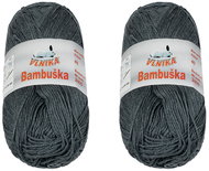 Vlnika SET 2 ks - Příze Bambuška 50 g - 48 tm. šedá - Yarn