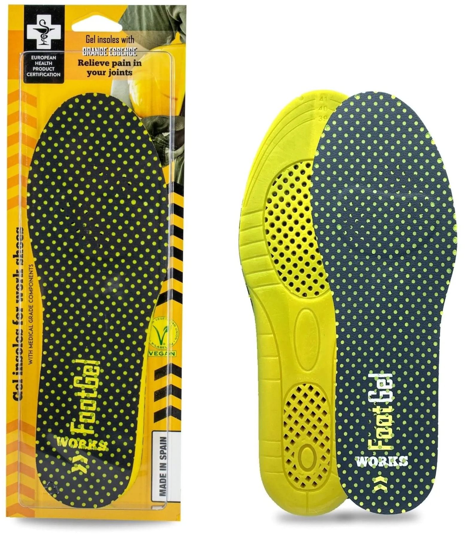 Footgel WORKS Zselés talpbetét, narancs illat, méret 39-42