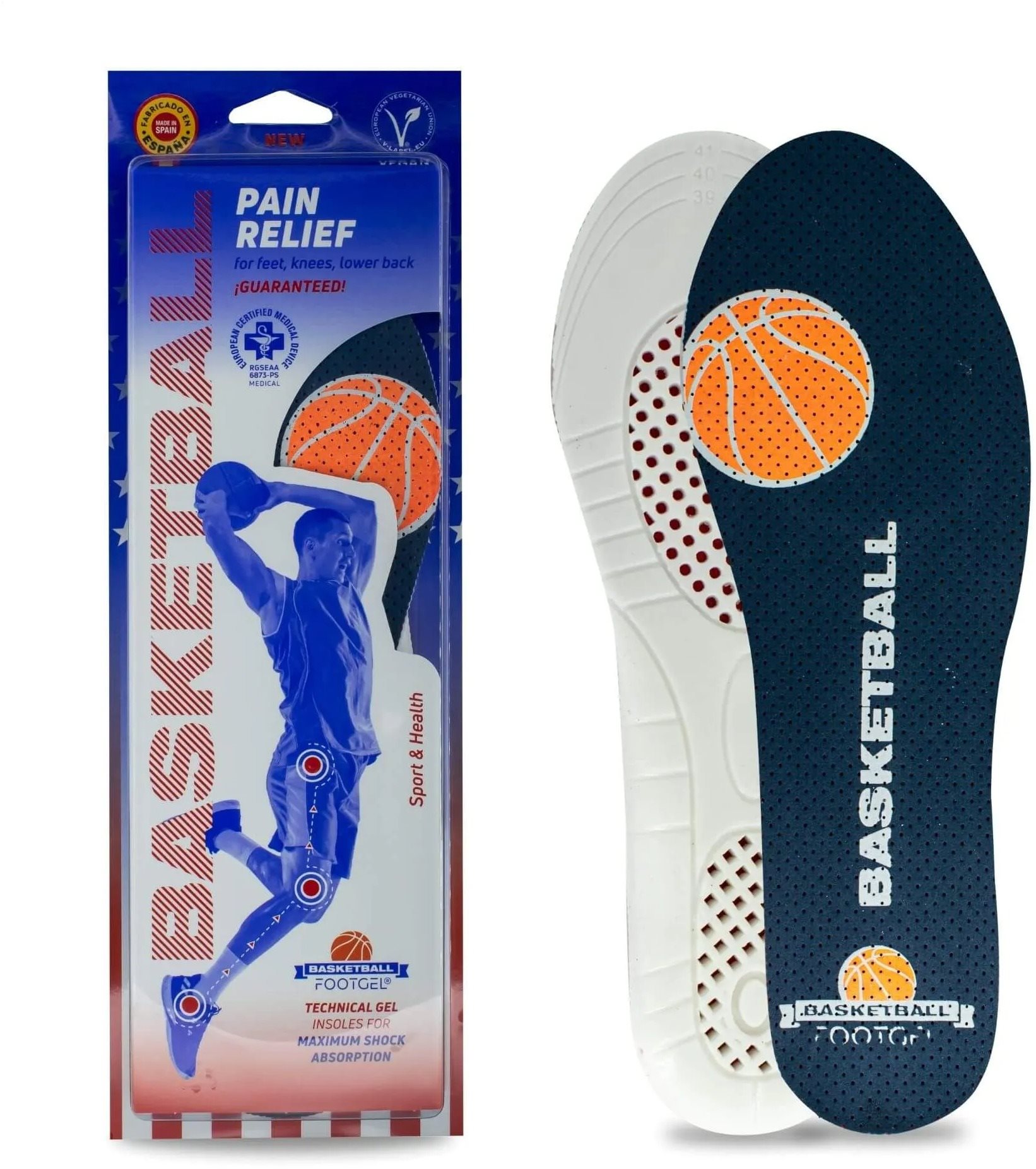 Footgel BASKETBALL Zselés talpbetét, eukaliptusz illat, méret 43-47