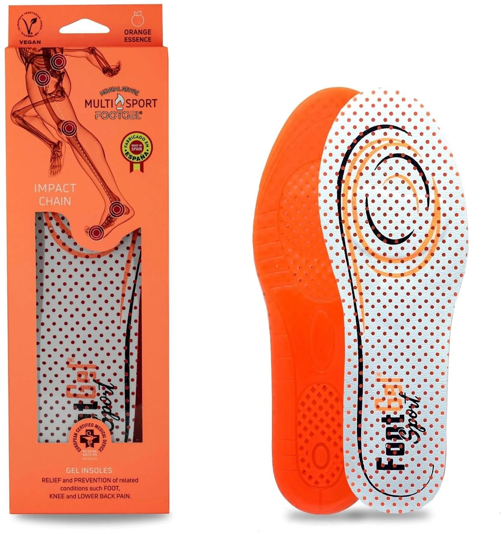 Footgel MULTISPORT Zselés talpbetét, narancs illat, méret 35-38