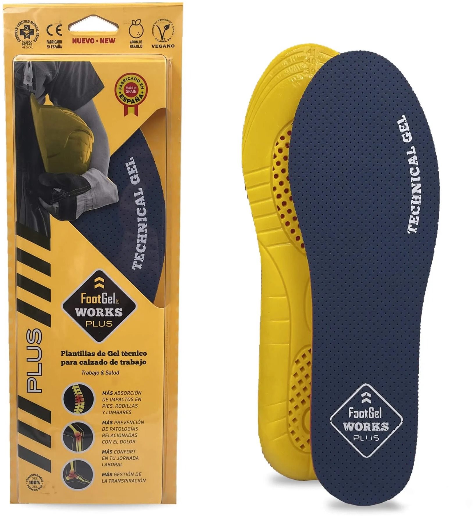 Footgel WORKS PLUS Zselés talpbetét, narancs illat, méret 39-42
