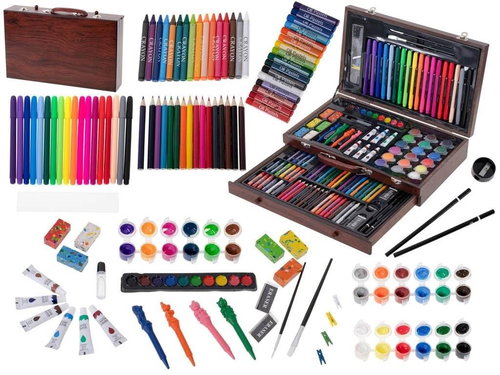 KIK KX5352 Large set in wooden case for small painters 123 pcs - Art Supplies - Main image