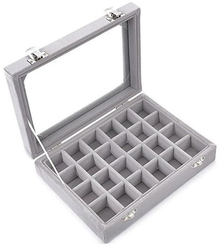 Verk 01777 Jewellery organiser 24 compartments grey - Jewellery Box - Main image