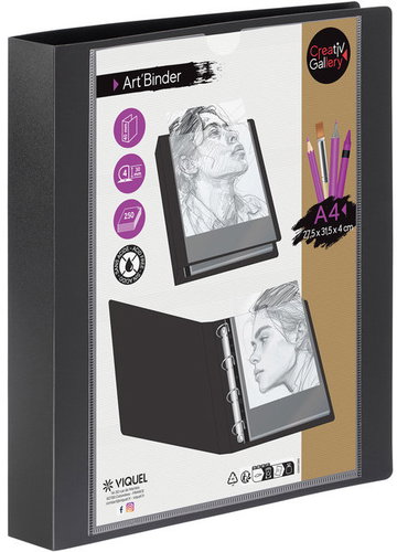 VIQUEL Creativ Gallery pořadač A4, 4kroužkový, 4 cm, černý - Document Folder - Main image