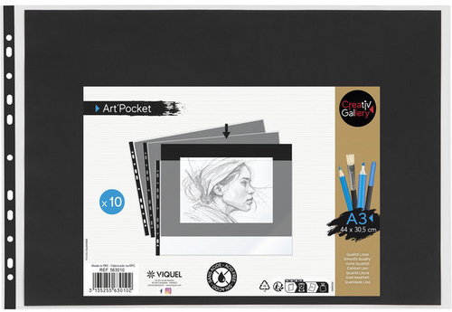 VIQUEL Creativ Gallery prezentační kapsa A3 na šířku, černý papír - balení 10 ks - Sheet Potector - Main image