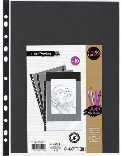 VIQUEL Creativ Gallery prezentační kapsa A4, černý papír - balení 10 ks - Sheet Potector - Main image