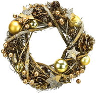 DOMMIO Christmas wreath - wicker with gold balls, 24 cm - Wreath