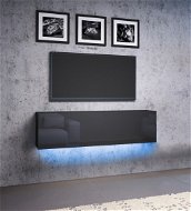 TV asztal VIVO 03 magasfényű fekete színben, LED világítással - TV asztal