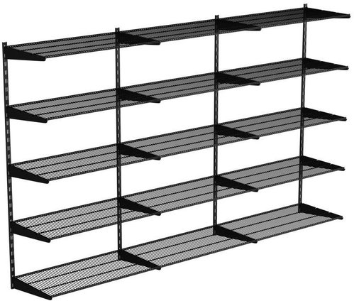 Walteco Triple Wall Mounted Shelving Unit, 1500 × 2430 mm, black - Shelving Unit - Main image