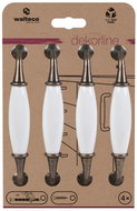 Walteco Set of furniture handles, 128 mm pitch, antique brass and white porcelain, 4 pcs - Grip Handle