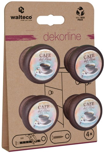 Walteco Cafe Set nábytkových knopek, průměr 40 mm, ořech, 4 ks - Grip Handle - Main image