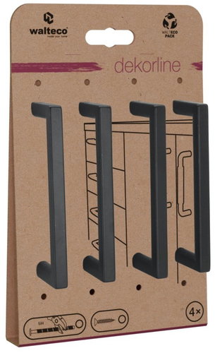 Walteco Set of furniture handles Prisma spacing 96 mm, mat black, 4 pcs - Grip Handle - Main image