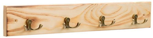 Walteco Rack rail made of scraped wood with 4 hooks, natural - Coat Hanger - Main image