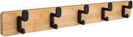 Walteco Bamboo hanging rail with 5 hooks in matte black - Coat Hanger