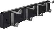Walteco Black MDF hanging rail with 4 nickel hooks - Coat Hanger