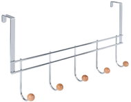 Walteco Věšák na dveře 5 dřevěných háčků, zavěšení 40 mm, chrom - Coat Hanger