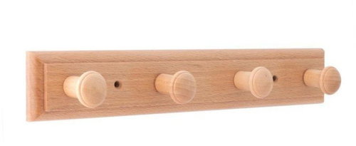 Walteco Věšáková lišta 300 mm, 4 věšáky, lakovaný buk - Coat Hanger - Main image
