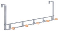 Walteco Věšák na dveře 5 háčků, zavěšení 40 mm, šedý - Coat Hanger