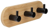 Walteco Bambusová věšáková lišta, 3 háčky, oválná, černá - Coat Hanger