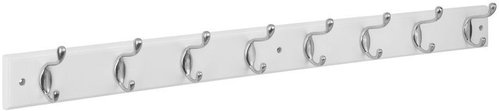 Walteco Hanger rail, 850 × 70 mm, 8 hooks, white MDF + matt nickel - Coat Hanger - Main image