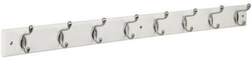 Walteco Hanger rail, 850 × 70 mm, 8 hooks, cream MDF + matt nickel - Coat Hanger - Main image