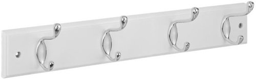 Walteco Hanger rail, 450 × 70 mm, 4 hooks, white MDF + matt nickel - Coat Hanger - Main image