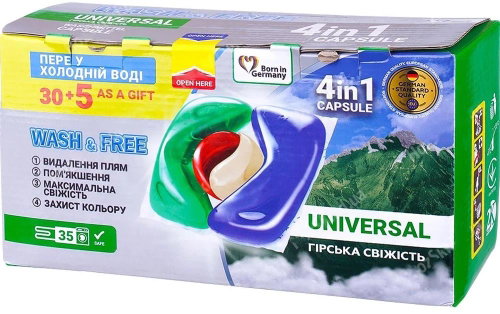 WASH&FREE Mountain Freshness 30 + 5 pcs - Washing Capsules - Main image