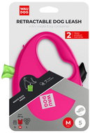 WAUDOG Self-retracting leash with bag tray, pink 20 kg/5 m/M - Leash