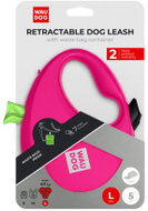 WAUDOG Self-retracting leash with bag tray, pink 40 kg/5 m/L - Leash