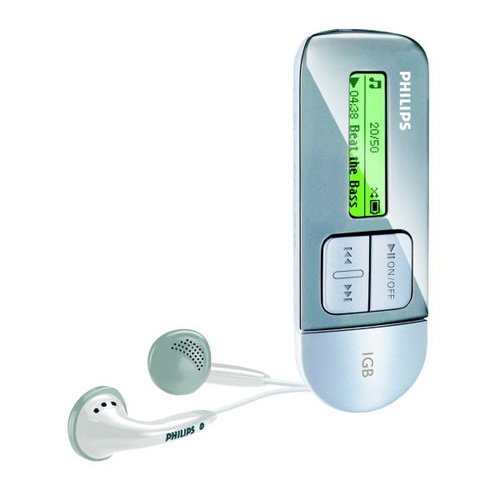 PHILIPS SA1212/02 stříbrný (silver), 1GB, MP3/ WMA přehrávač, dig. záznamník, USB2.0 disk, 1x AAA - MP3 Player - Main image