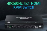 PremiumCord 4K@60Hz HDMI2.0 KVM switch 4:1 s diaľkovým ovládačom - Switch