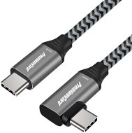 PremiumCord USB-C gebogenes Kabel (USB 3.2 GEN 2, 3 A, 60 Watt, 20 Gbit/s) Baumwollgeflecht - 1 m - Datenkabel