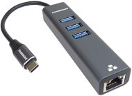 PremiumCord Adapter USB-C Gigabit 10/100/1000Mbps + 3x USB3.2 csatlakozó - Átalakító