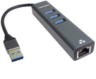 PremiumCord adaptér USB3.2 -> LAN RJ45 ETHERNET 10/100/1000 MBIT + 3x USB3.2 port - Adapter