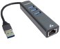 Redukcia PremiumCord adaptér USB3.2 -> LAN RJ45 ETHERNET 10 / 100 / 1 000 MBIT + 3x USB3.2 port - Redukce