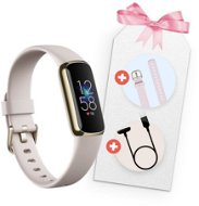 Fitbit Luxe Gift Pack-Lunar White/Soft Gold Stainless Steel with Pink Strap and Free Charger - Fitness Tracker