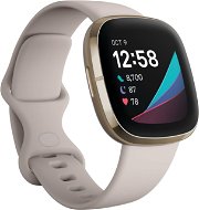 Fitbit Sense – Lunar White/Soft Gold Stainless Steel - Fitness náramok