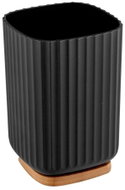WENKO Kelímek na zubní kartáčky Rotello, plast, černý, 8,5 × 8,5 × 11 cm - Toothbrush Holder Cup