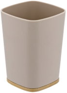 TENDANCE Kelímek na zubní kartáčky Calma, s bambusovou podstavou, plast, béžový, 7,5 × 7,5 × 10,5 cm - Toothbrush Holder Cup