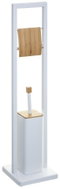 5FIVE SIMPLY SMART Stojan na toaletní papír Naturelo, kov, s WC štětkou, bílý, 20 × 20 × 80 cm - Free Standing Toilet Roll Holder