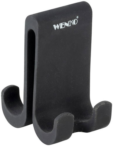 WENKO Verna Duo shower screen hook, silicone, 2 hooks, black, 7×5×9.5cm - Hook - Main image