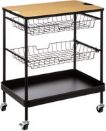 5five Simply Smart Kitchen Trolley with Tray and Baskets, Black - Shelving Unit