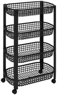 5five Simply Smart Basket Kuchyňský vozík na kolečkách, plastový, 46,5 × 25,5 × 79 cm, černý - Regál