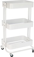 Storagesolutions Kitchen trolley on wheels, 3 tiers, square, white - Shelving Unit