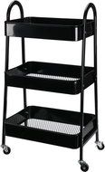 Storagesolutions Kitchen trolley on wheels, 3 tiers, black - Shelving Unit