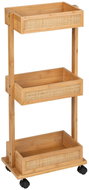 Wenko Allegre Bamboo Bathroom shelf on castors, 3 shelves - Shelving Unit