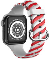 Drakero Silikonový TWIST pro Apple Watch 42mm / 44mm / 45mm / Ultra 49mm červeno-bílý - Watch Strap